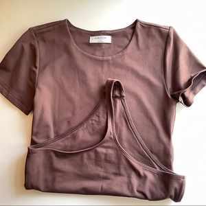 Babaton Contour Tee Bodysuit in Coffee Bean